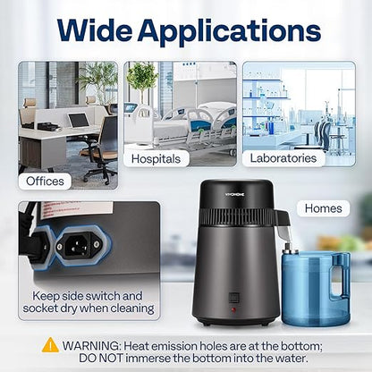VIVOHOME Water Distiller Countertop 1.06 Gallon/4L 750W Distilled Water Machine with Smart Switch Purifier Filter for Home Office, Black