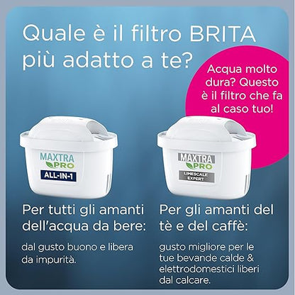 BRITA Jarra con Filtro de Agua Marella Blanca (2,4 l) Incl. 1x Cartucho MAXTRA Pro All-in-1: Jarra Apta para frigorífico con memo Digital y Tapa abatible Que Reduce el Cloro, la Cal y Las impurezas