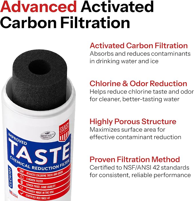 Clear Choice Taste Filter Replacement for Whirlpool UKF8001 WF50 Filter Compatible with EDR4RXD1 EFF-6013A FILTER4A FILTER4 Refrigerator Water Filter, NSF/ANSI 42, Box of 2, Made in the USA