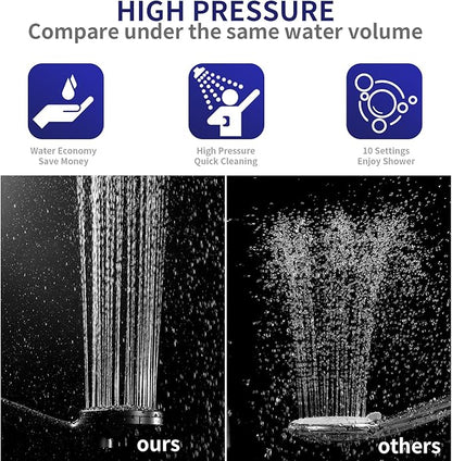 Filtered Shower Head with Handheld - 9 Spray Modes High Pressure Handheld Shower with Filter Spray Combo, Magnetic Shower Heads, With 60-Inch Long Hose（Matte black）