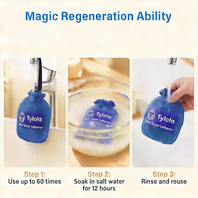 Bath Filter for Tub, Bathtub Water Filter for Hard Water, Reusable Bath Water Softener for Tub Faucet, Helps Reduce Heavy Metals & Hard Water Minerals, Softer Skin & Hair, Tylola Bath Tech 2000