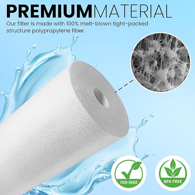 Metpure 20" x 4.5" Whole House Sediment Water Filter Cartridge - 5 Micron Melt-Blown Polypropylene 20-inch Water Filter Replacement. Compatible with Hydronix, Pentek DGD Series, and more. 2 Pack