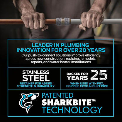 SharkBite Max 3/4 Inch x 1 Inch FIP x 24 Inch Stainless Steel Braided Flexible Water Softener Connector, Push to Connect Brass Plumbing Fitting, PEX Pipe, Copper, CPVC, PE-RT, HDPE, UR3086FX24