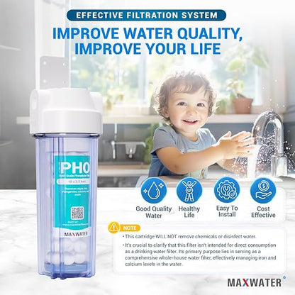 10" inch 1 Stage Whole House Standard Anti-Scale Water Filter System, Clear Housing w/Phosphate Anti-Scale Water Filter, Good for Well Water/Boiler Water (1 Stage Anti Scale)