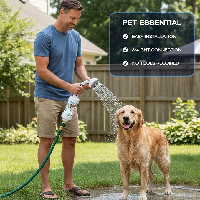 H&G Lifestyles Garden Hose Filter for Hard Water,Water Hose Filter for Pets | Water Softener for Pet Bathing,Food Grade Resin,3/4” GHT, Helps Reduce Tangles & Keep Fur Smooth, Up to 7 GPM,1 Pack