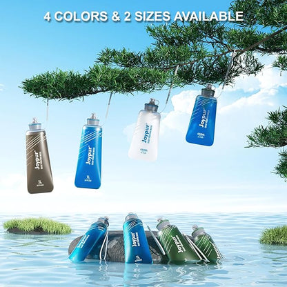 Water Filter Survival - Collapsible Water Bottle with Filter 0.01 Micron Squeeze Filtered Water Bottle 22oz for Hiking Backpacking Camping BPA-Free(Green 650ml)