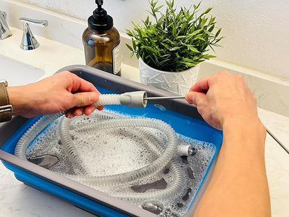 CPAP Cleaning Kit for CPAP Hose and Mask for CPAP Hanger with Brush and Collapsible Wash Basin Bucket Tub - Essential Care Kit for CPAP Users, Suitable for 7 Feet Tubing and 22mm 19mm Diameter