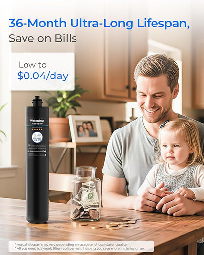Waterdrop RF17 Water Filter Replacement for Waterdrop 17UA/17UB Under Sink Water Filter, Reduces PFOA/PFOS, PFAS, Lead, Chlorine, Bad Taste & Odor, NSF/ANSI 42 Certified, 3 Years