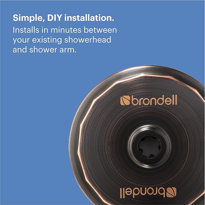 Brondell Shower Filter VivaSpring, Compact Rubbed Bronze – High Output, 100% High-Purity KDF Filtration, With FF-30 Filter Cartridge, Filtered Shower Water for Healthier Skin & Hair