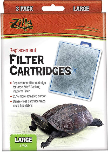 Zilla Reptile Pet Terrarium Water Filter Replacement Cartridge, Large,3 Count (Pack of 2)