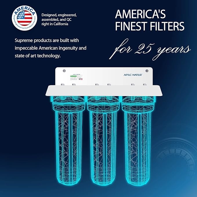 APEC 3-Stage Whole House Water Filter System with Iron, Sediment and Chlorine Filters (CB3-SED-IRON-CAB20-BB)