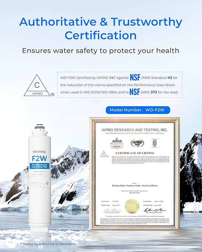 Waterdrop F2W Filter, Only Replacement for X8-PRO & X12-PRO Dual Flow Tankless Reverse Osmosis System, 6-month Lifetime