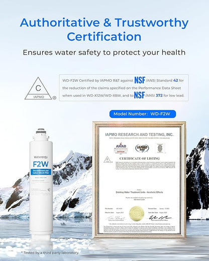 Waterdrop F2W Filter, Only Replacement for X8-PRO & X12-PRO Dual Flow Tankless Reverse Osmosis System, 6-month Lifetime