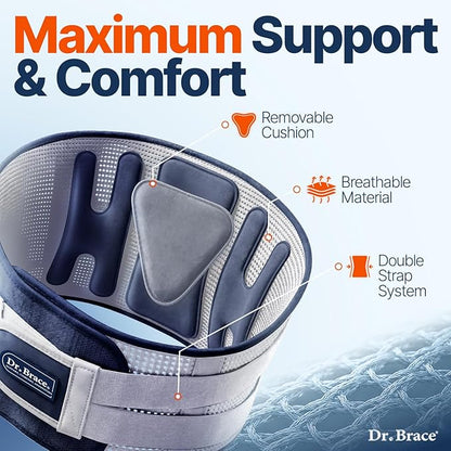 DR. BRACE® Lower Back Brace for Men & Women for Lower Back Pain Relief, Revolutionary Versatile Splints System & Removable Lumbar Pad, Adjustable & Breathable Back Support Brace (29.5-35.4″)