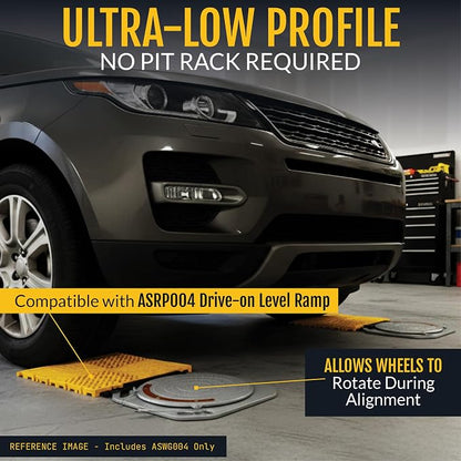 Wheel Alignment Turn Plates 4 Ton Capacity - Low Profile Turnplate System for Home Wheel Alignment Kit