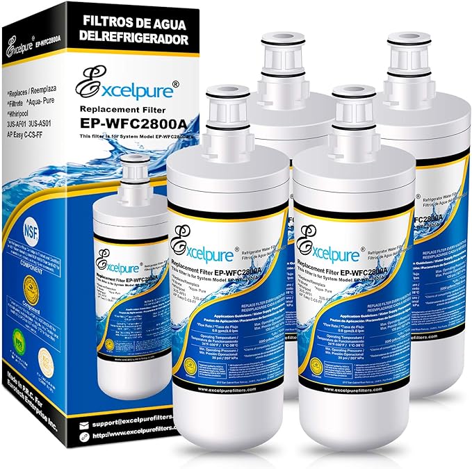EXCELPURE 3US-AF01 Under Sink Water Filter Replacement for Filtrete Standard 3US-AF01 3US-AS01 Whirlpool WHCF-SRC WHCF-SUFC WHCF-SUF 4PACK
