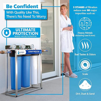Express Water Ultimate Protection Whole House Water Filter System + iSpring WSP50ARB Spin Down Sediment Water Filter