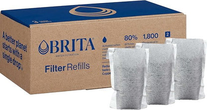 Brita Refillable Water Filter Refill Packs for Pitchers and Dispensers, BPA-Free, 80% Less Plastic*, Each Lasts Two Months, For Use with Refillable Shell (Sold Separately), 3 Filters
