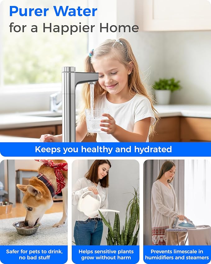 Waterdrop X12-WCS RO Water Filter, NSF/ANSI 42&58&372 Certified, 1200 GPD Undersink Reverse Osmosis System, 10-Stage Filtration, 3:1 Pure to Drain, Smart Faucet, BPA Free, [ NO Minerals Added ]