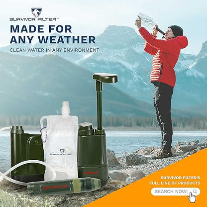 Survivor Filter Emergency Water Straw – USA-Tested – 0.05 Micron Filtration – Portable Outdoor Water Filter for Camping & Hiking - No Expiration