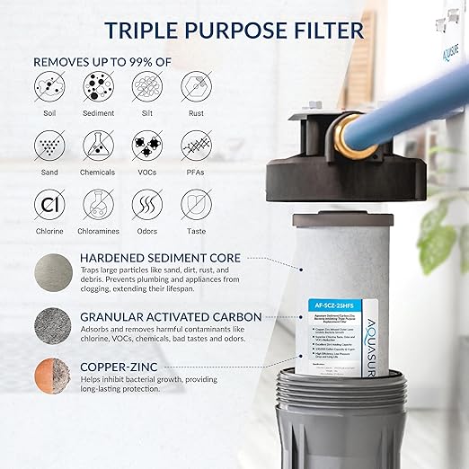 Aquasure Harmony Series 64,000 Grains Whole House Water Softener Bundle with Automatic Digital Metered Control Head, Reduces Hardness, 4-6 Bathrooms
