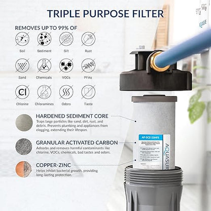 Aquasure Harmony Series 64,000 Grains Whole House Water Softener Bundle with Automatic Digital Metered Control Head, Reduces Hardness, 4-6 Bathrooms