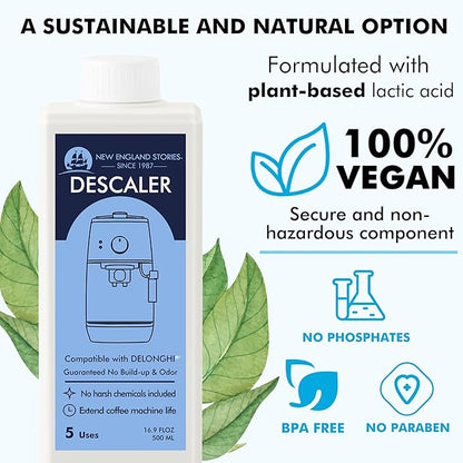 10 Uses DeLonghi Compatible Descaling Solution, Specially Designed to Clean Delonghi Coffee Machines and Maker - 33.8oz Espresso Coffee Maker Cleaner, Coffee Pot Cleaning Limescale Remover