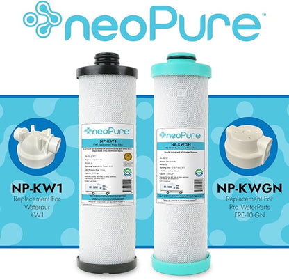 Neo-Pure KW1 Replacement Filter Cartridge – Compatible with Select Under-Sink Filtration Systems, Carbon Block Water Filter for RCS/FR1 Housings in Forest River Campers, Boats, and RVs