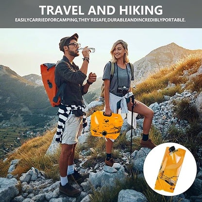 Collapsible 8L Water Storage Bag, BPA-Free Portable Folding Water Jug with Adjustable Faucet, Leakproof Emergency Water Bag for Camping, Hiking, Riding, Outdoor Sport (2, Orange)
