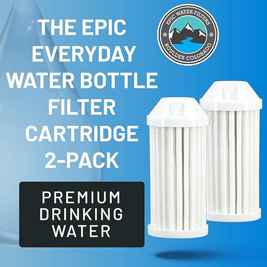 Epic Everywhere Bottle Filter Complete | 1-Pack | 75 Gallon Total Filter Life | 3-4 month Supply | Compatible with all Epic Water Bottles | Replaces Everyday and Outdoor (Cartridge Double)