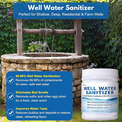 Well Water Sanitizer – Removes Sulfur Odors, Rotten Egg Smell, Iron Buildup – Improves Taste and Odor of Well Water | Food-Grade Formula, Ideal for Shallow Wells