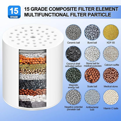 4 Pack 15 Stage Shower Filter Replacement Cartridge Filter with Vitamin C Shower Head Replacement for Hard Water by Cenipar