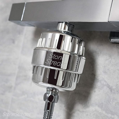 Shower Filter for Hard Water- Original StoneStream Shower Head Filter with Vitamin C and Activated Charcoal to Remove Chlorine, Heavy Metals and More- for Dry Skin and Hair