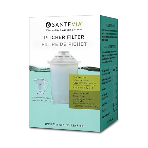 Santevia Water Filter Pitcher Replacement Filter, Single, Compatible with Santevia Classic Pitchers Only, Alkaline, Adds Back Minerals