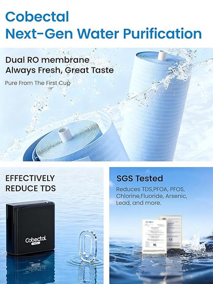Cobectal Under Sink Reverse Osmosis System,TDS PFOS&PFOA Reduce, 800GPD Under Counter Ro System,3:1 Pure to Drain,11 Stage Tankless Reverse Osmosis Water Filter,Smart LED Faucet