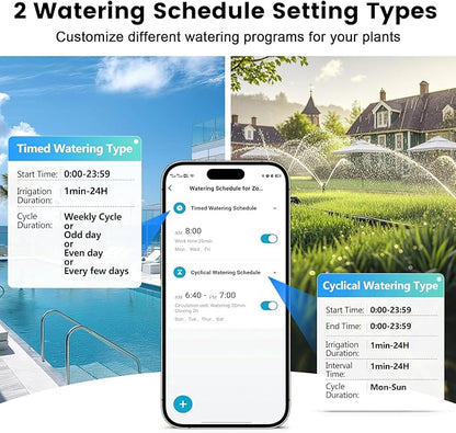 WiFi Water Timer for Garden Hose with Brass Inlet,Smart Hose Timer with WiFi Hub, APP & Voice Control,Up to 20 Watering Plans, 2-Zone Sprinkler Drip Irrigation System Controller for Yard Lawn Watering