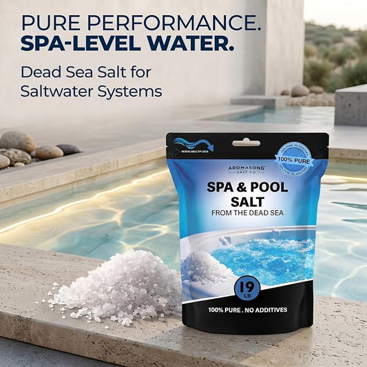 Aromasong Dead Sea Pool & Hot Tub Salt – Spa Salt for Salt Water Chlorine Generator – High Purity Sodium Chloride Salt for Jacuzzi, Hot Spring, Caldera, Swim Spa & Freshwater Systems 5 Lb