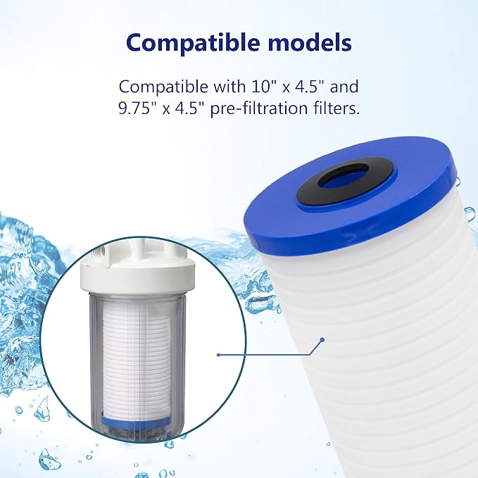 Overbest 10" x 4.5" Whole House Water Filte Replacernent for 3M®Aqua-Pure®AP810, AP811, AP801, AP801-C, AP801T, P801B, Whirlpool® WHKF-GD25BB, VWHKF-DWHBB, 5 Micron Well & Tap Water Filter, Pack of 3 | Replacement for 3M® Aqua-Pure® AP811, AP801, AP801...