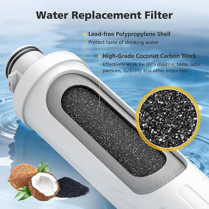 2 PACK MIWF6200 Water Filter Cartridge Compatible with Midea MRS26D5AST, MIWF6200, MF-2008-R2, For Sharp SJWF200, SJG2254FS, For Thor Kitchen WF200, For Zline MIWFT2100, RFM-W-36 Models, 200 Gallon
