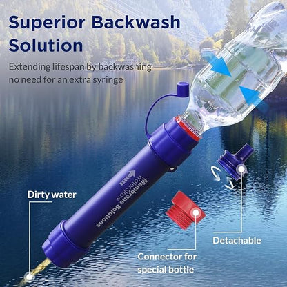 Membrane Solutions 12L Gravity Water Filter Max with Shower for Camping | NSF/ANSI 42, 372 & 401 certified; 0.1-micron 4-stage filter, 1,320-gal life for group camping, RV trips & emergencies