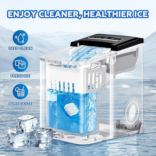 Bellaluce Ice Machine Cleaner Tablets Descaler (32 Pack) – Nickel-Safe Countertop Portable Commercial Ice Maker Cleaning – Remove Hard Water Buildup, Odor-Free, Crystal Clear Ice