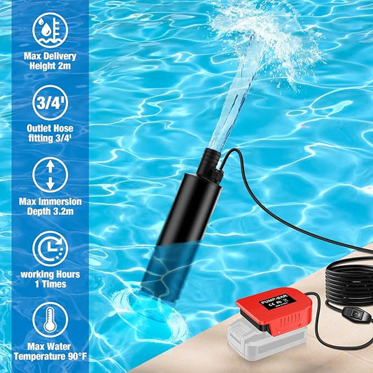 Water Transfer Pump Compatible with Bauer 20V Battery, 500GPH Power Water Pumps with Sediment Filters Brushless Utility Pump for Pool Garden Pond (Tool Only)