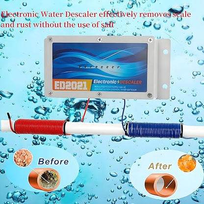 Electronic Water Descaler for Whole House, Reduces Limescale, Hard Water Conditioner System, Alternative No Salt Water Softener System