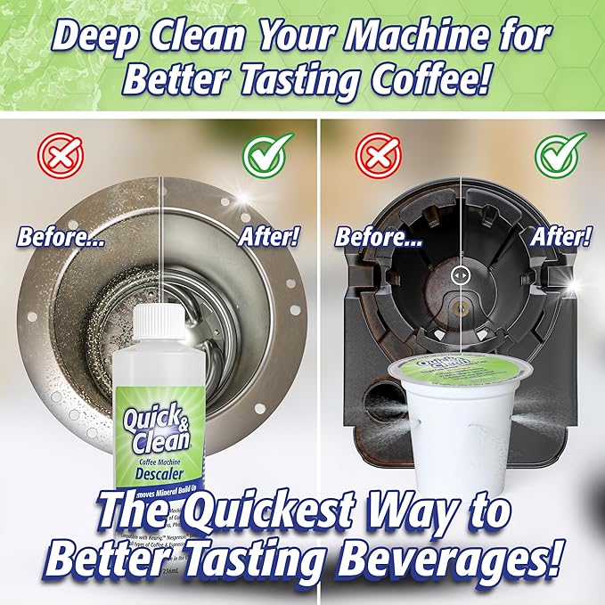 Quick & Clean 4-Pack Cleaning Cups with Descaler Bundle (2 Total Uses) - 2.0 Compatible, Descaling Solution for Keurig, Nespresso, Ninja, Delonghi, All Coffee and Espresso Machines (5)