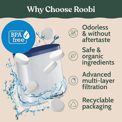 Roobi Cleaning Tablets & Filters Compatible with Philips Saeco. Includes 16 Espresso Cleaning Tablets & 4 Water Filters. Carbon Neutral Philips Cleaner Kit. 1 Year Supply.