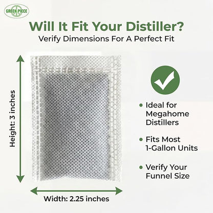 Green Piece® 24 Pack Distiller Filters – Activated Charcoal Carbon Sachets (Made in USA) | Odor & VOC Absorbing Water Filters Compatible with Megahome & Countertop Distillers