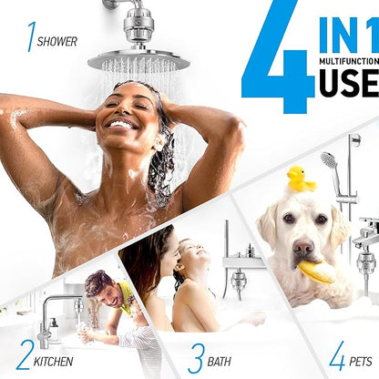 AquaHomeGroup 20-Stage Premium Shower Filter Replacement Cartridge with Spin Propeller 4-Pack (No Housing) - Water Filter Refill Compatible with Any Shower Filter of Similar Design 15 and 20 Stages