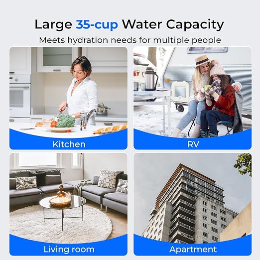 Waterdrop WFD-40W-L-A Water Filter Dispenser, Alkaline Filtration, White | 35-Cup Large Capacity, 100-Gallon Long-Life, Reduces Chlorine, PFOA/PFOS and More, BPA Free