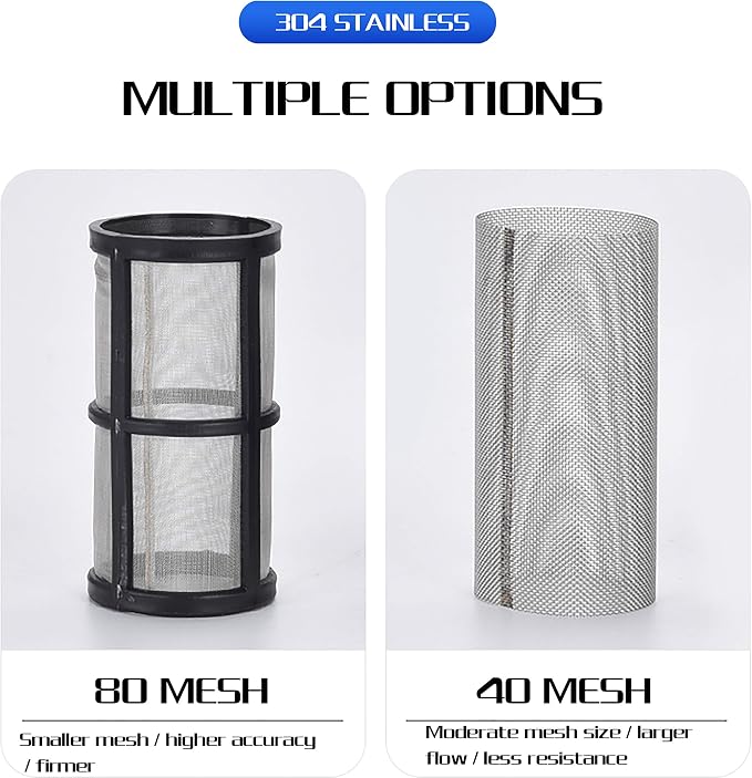 1/2" 80 Mesh Female Water Filter, Twist-On Pipe Strainer | Nylon PA66 Cover, PC Bowl, 304 Stainless Screen