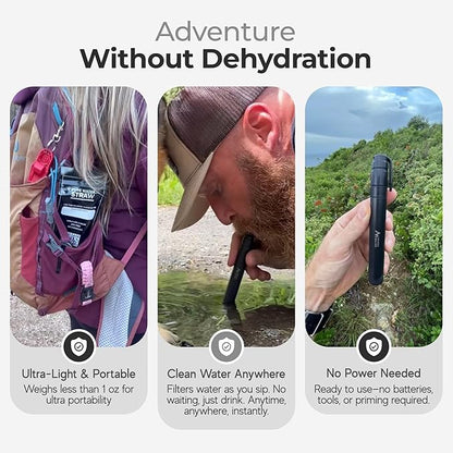 Sierra Madre Portable Water Filter Straw – 264 Gallon Water Filtration for Backpacking, Camping, Hiking, Travel - Ideal for Outdoor Emergency Hydration & Supplies - Portable & Lightweight (Pack 5)